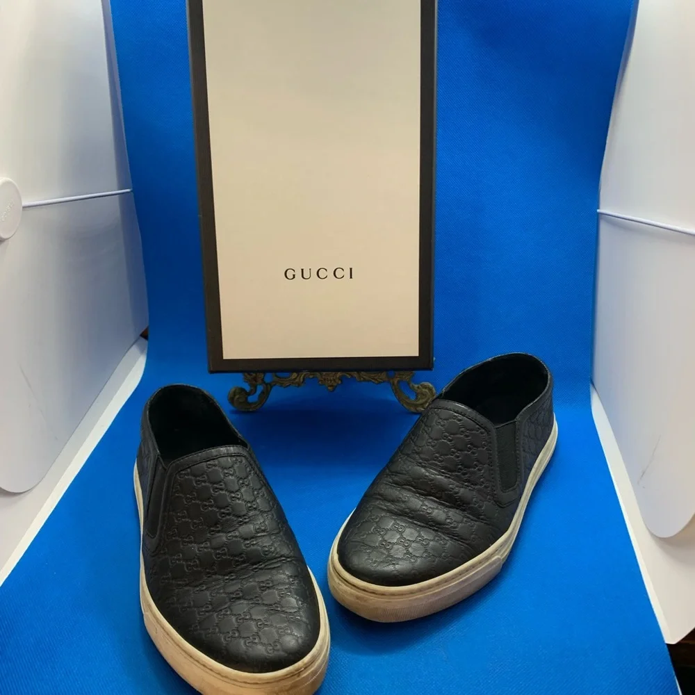 $620~GUCCI~Leather GUCCISSIMA Slip-On Sneakers~36.5 or‎ 6.5